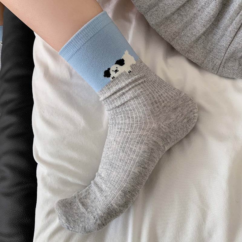 Calcetines informales con estampado de cachorros