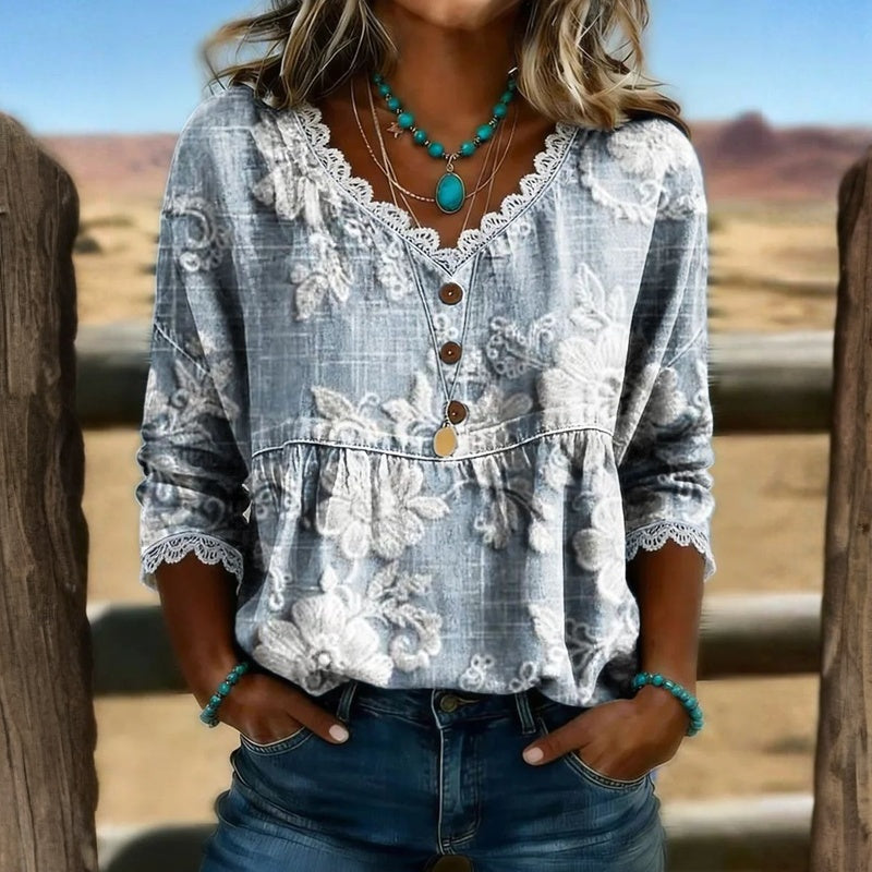 Blusa vintage con estampado floral