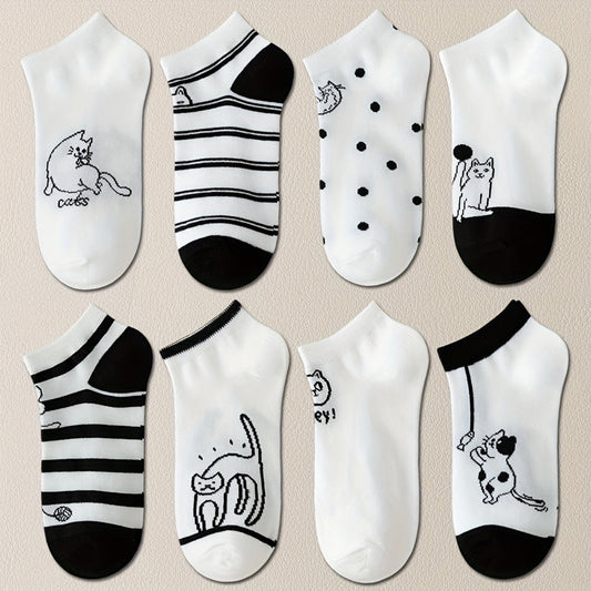 Lote de 4 pares de calcetines con estampado de gatos