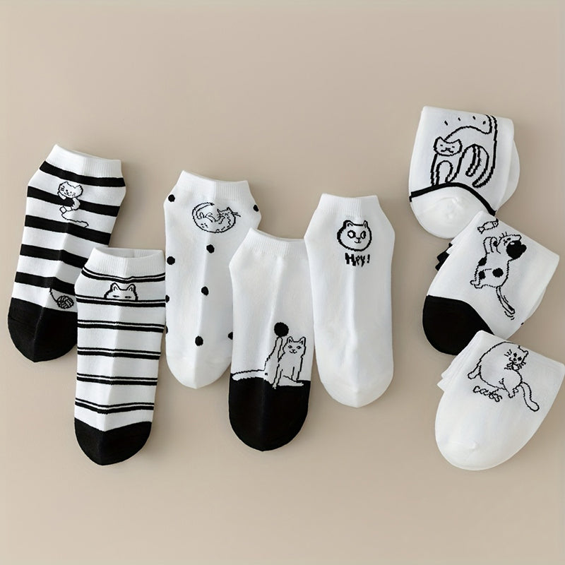 Lote de 4 pares de calcetines con estampado de gatos