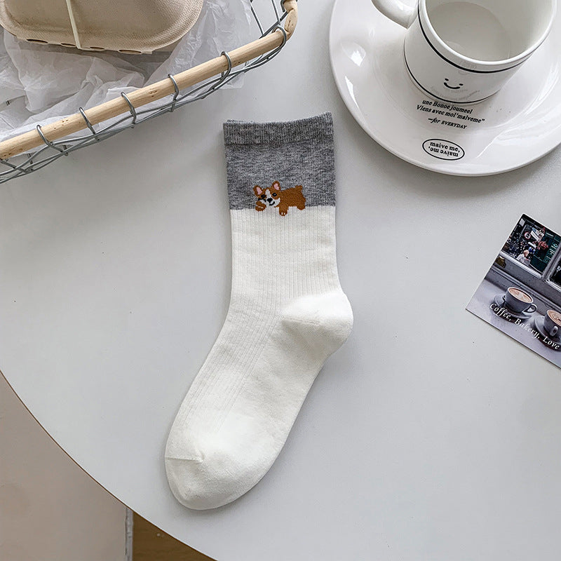 Calcetines informales con estampado de cachorros