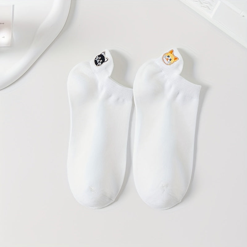 Calcetines informales con bordado de gatos