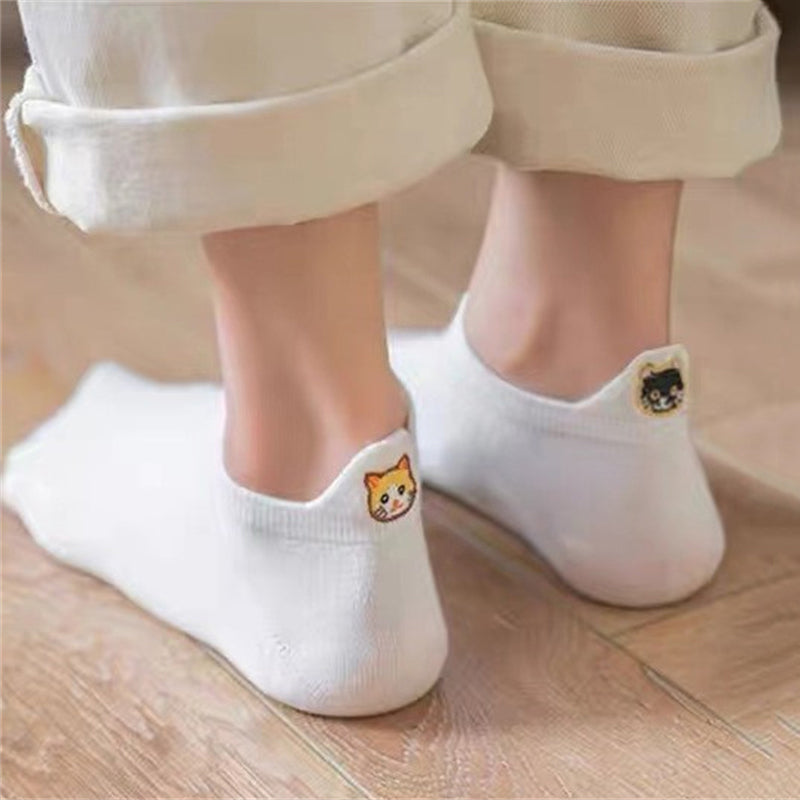 Calcetines informales con bordado de gatos