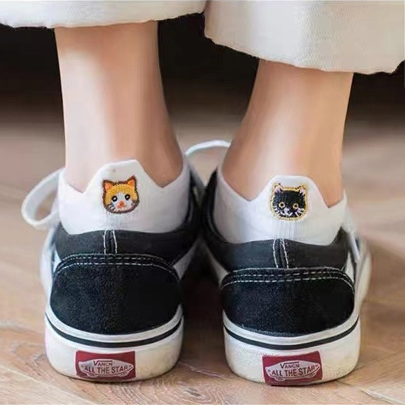 Calcetines informales con bordado de gatos