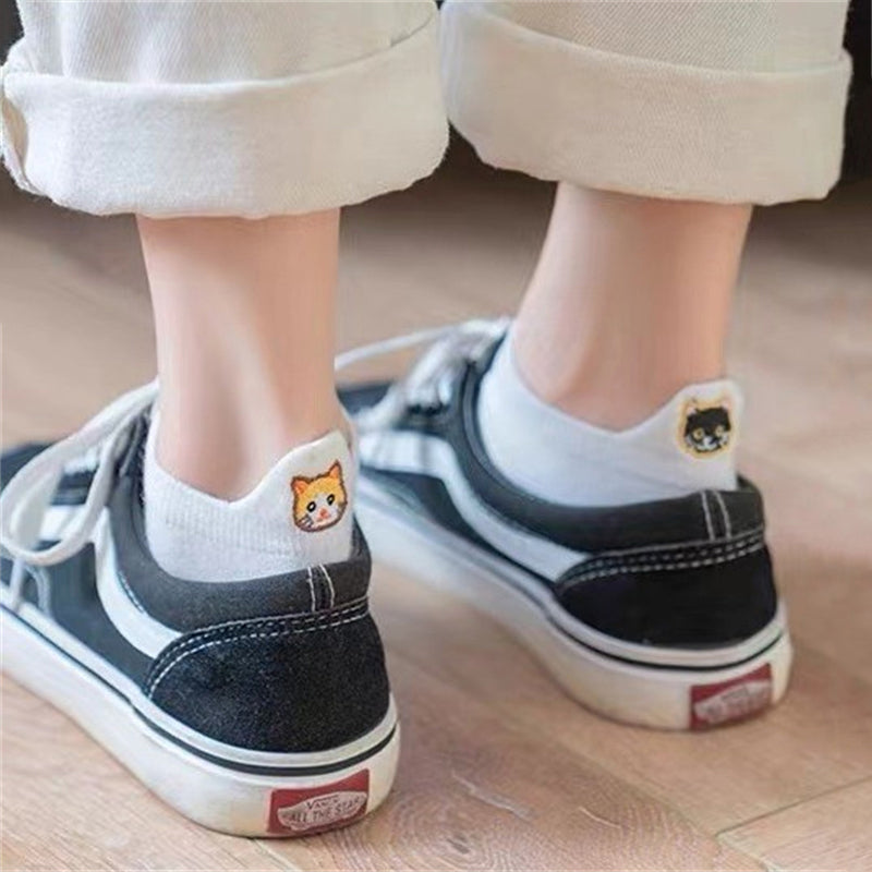 Calcetines informales con bordado de gatos