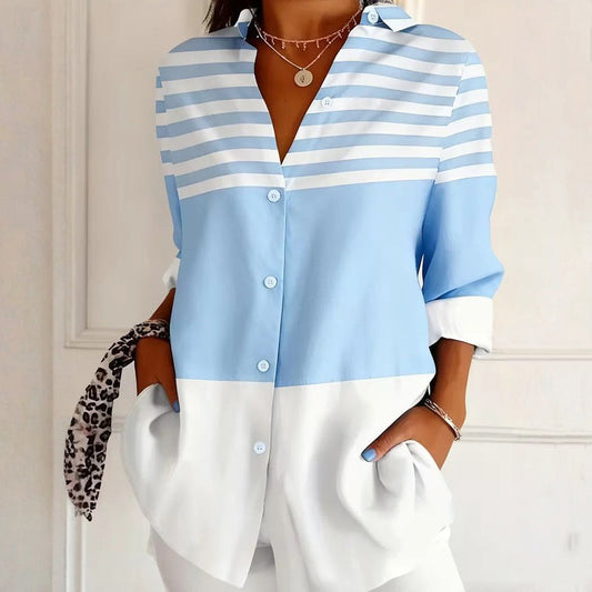 【Manga larga】Blusa informal a rayas