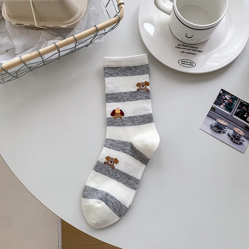 Calcetines informales con estampado de cachorros