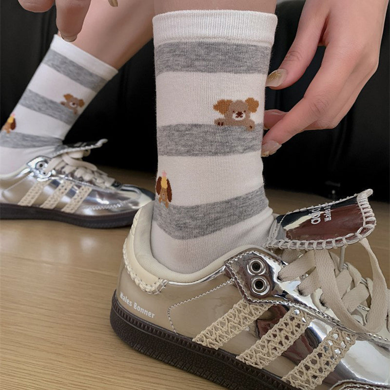 Calcetines informales con estampado de cachorros