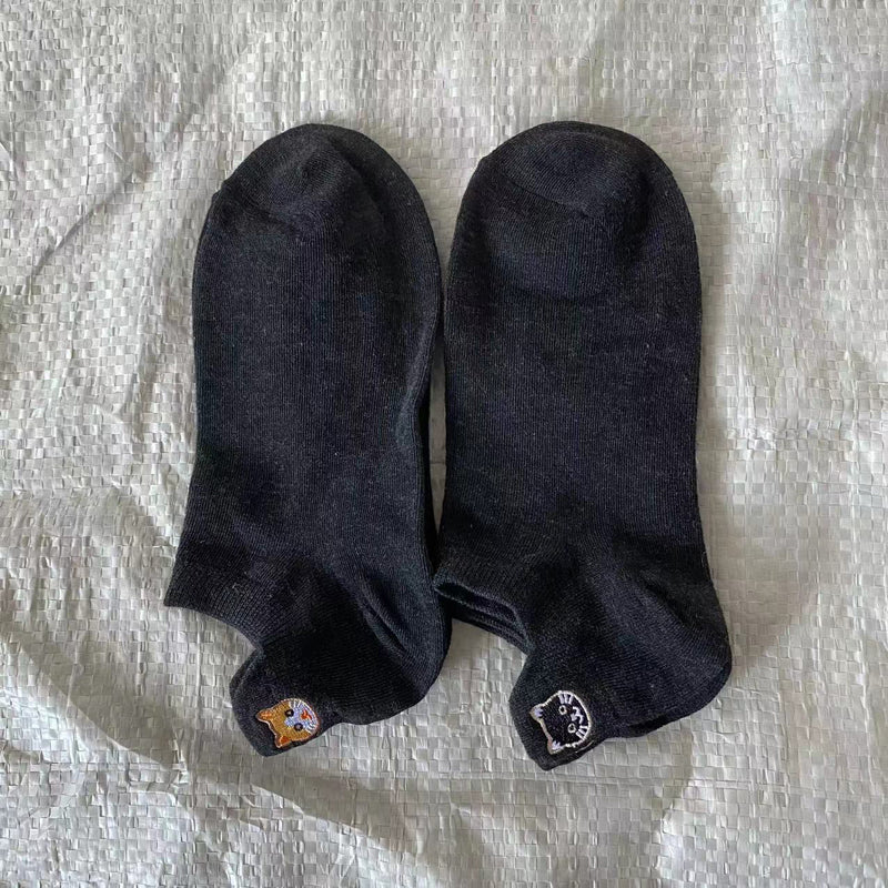 Calcetines informales con bordado de gatos