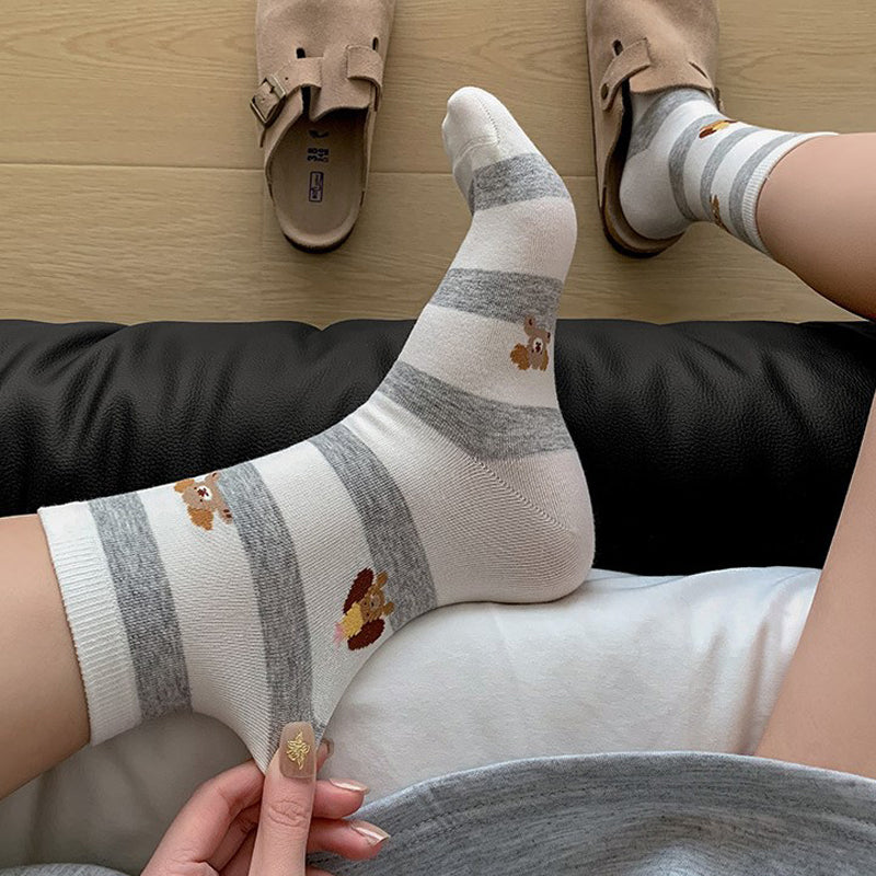 Calcetines informales con estampado de cachorros