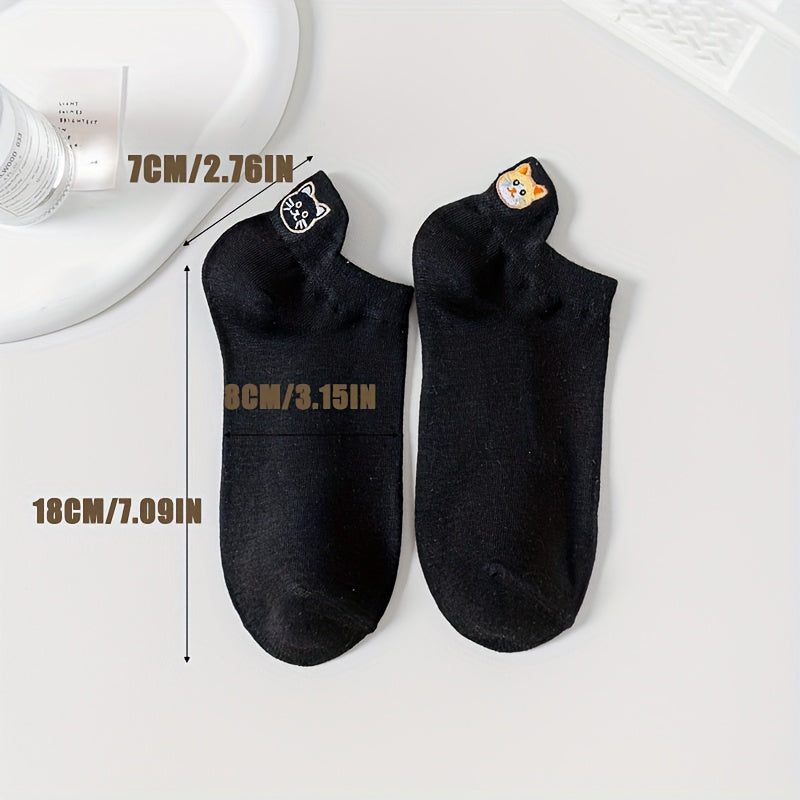 Calcetines informales con bordado de gatos