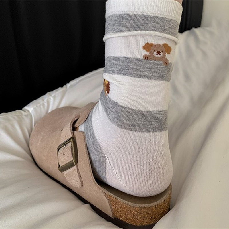 Calcetines informales con estampado de cachorros