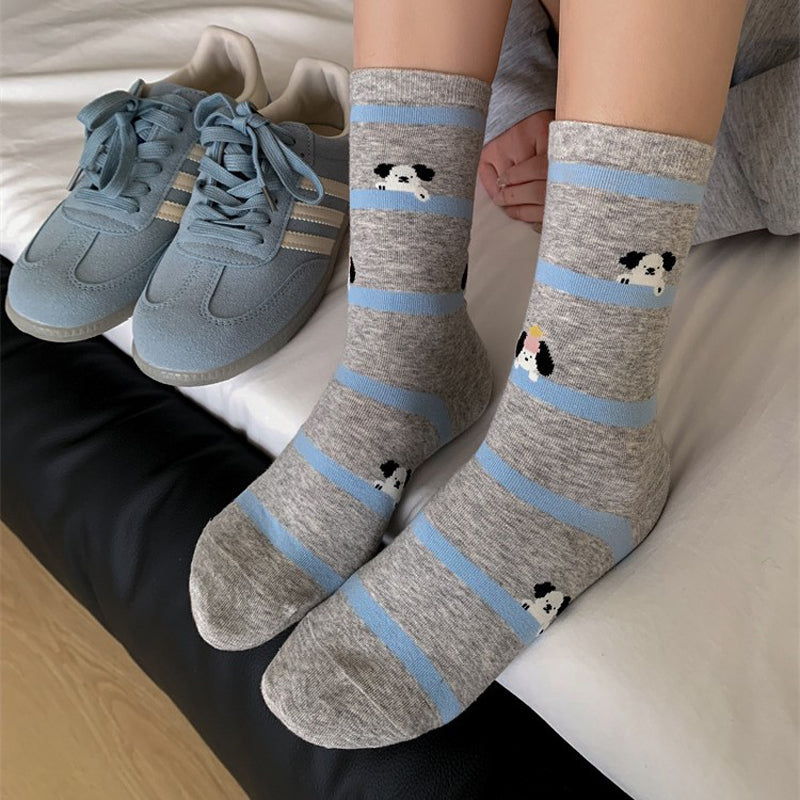 Calcetines informales con estampado de cachorros