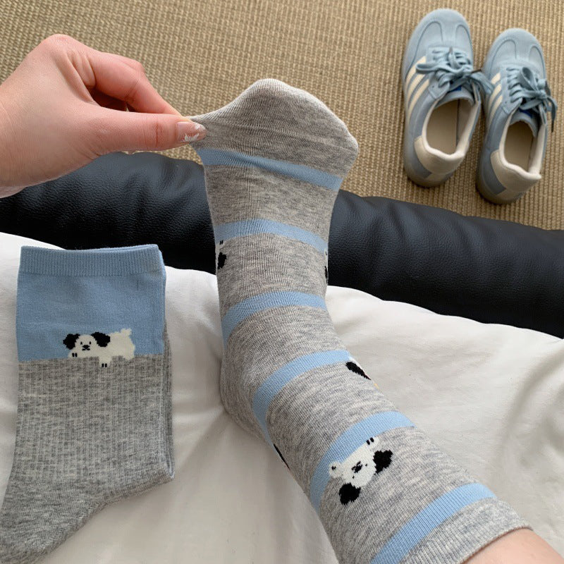 Calcetines informales con estampado de cachorros