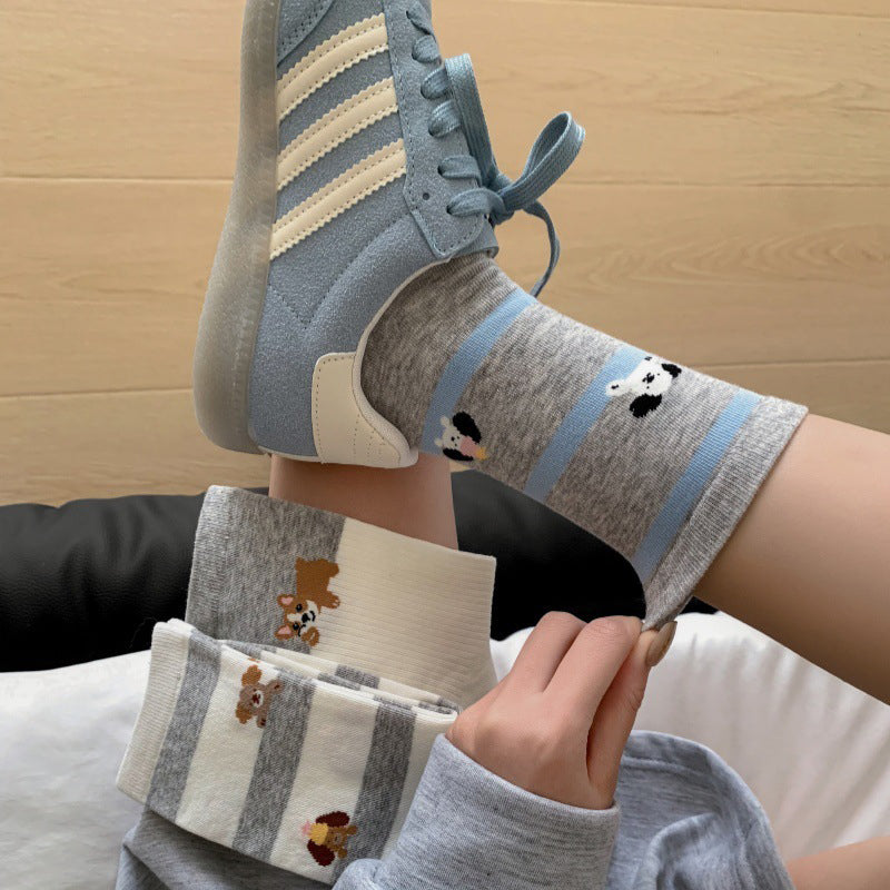 Calcetines informales con estampado de cachorros