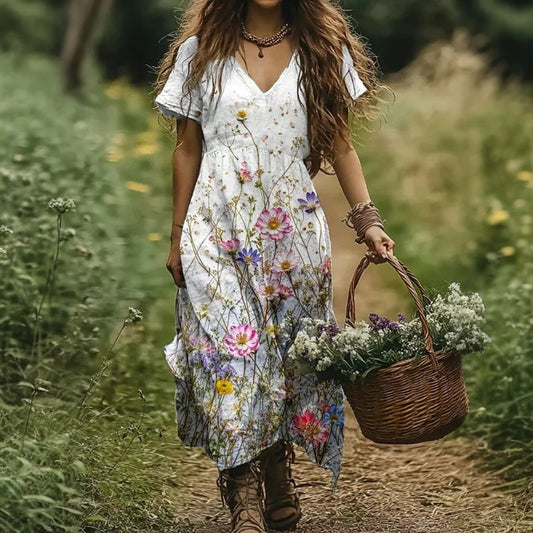 Vestido vintage con estampado floral