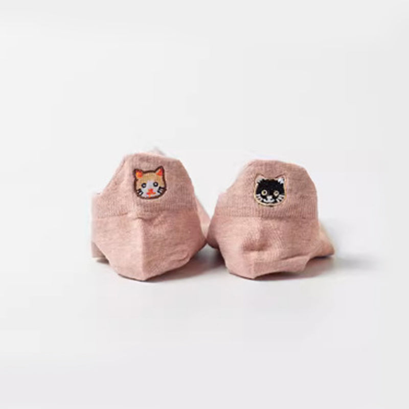 Calcetines informales con bordado de gatos