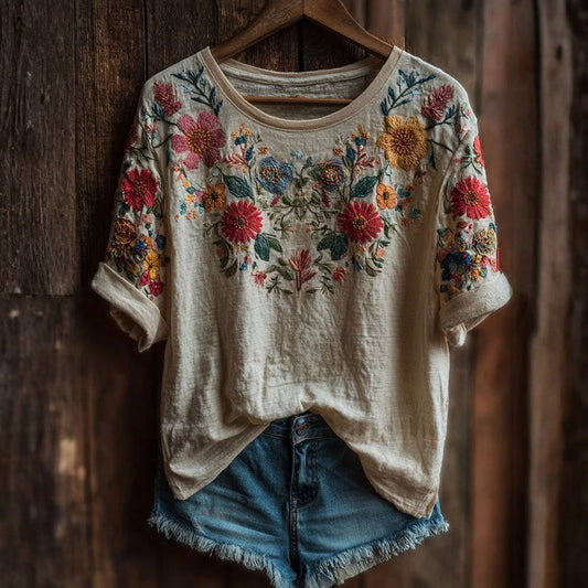Camiseta con estampado floral vintage