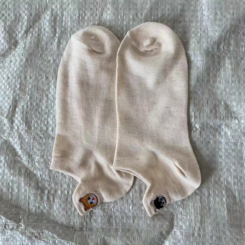 Calcetines informales con bordado de gatos