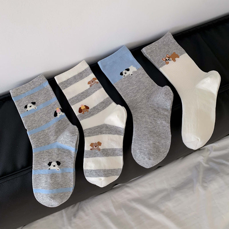 Calcetines informales con estampado de cachorros