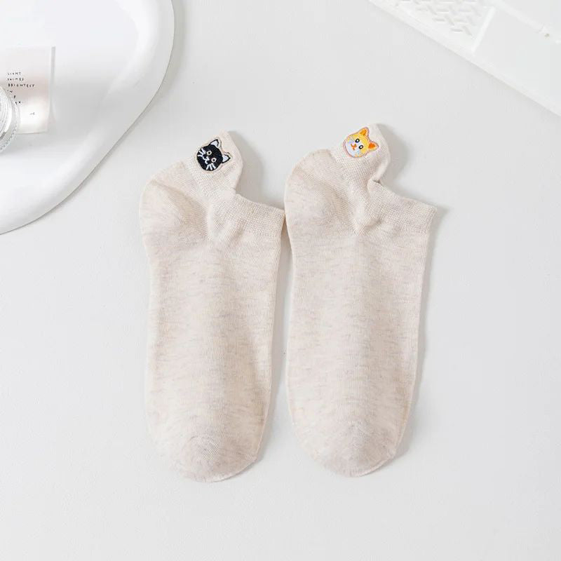 Calcetines informales con bordado de gatos