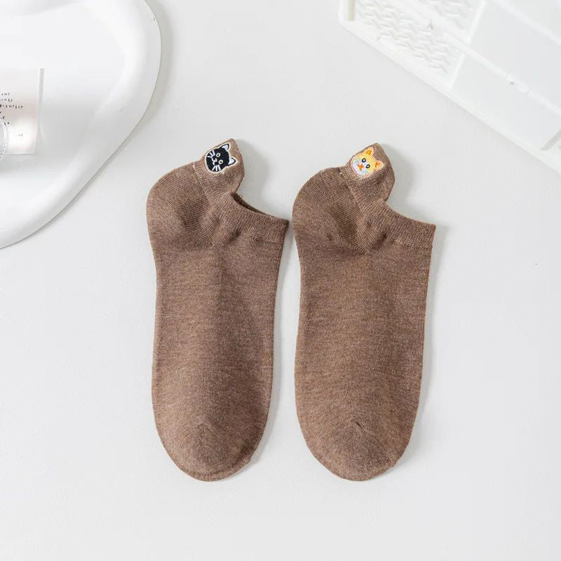 Calcetines informales con bordado de gatos