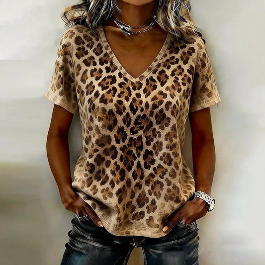 Camiseta vintage con estampado de leopardo