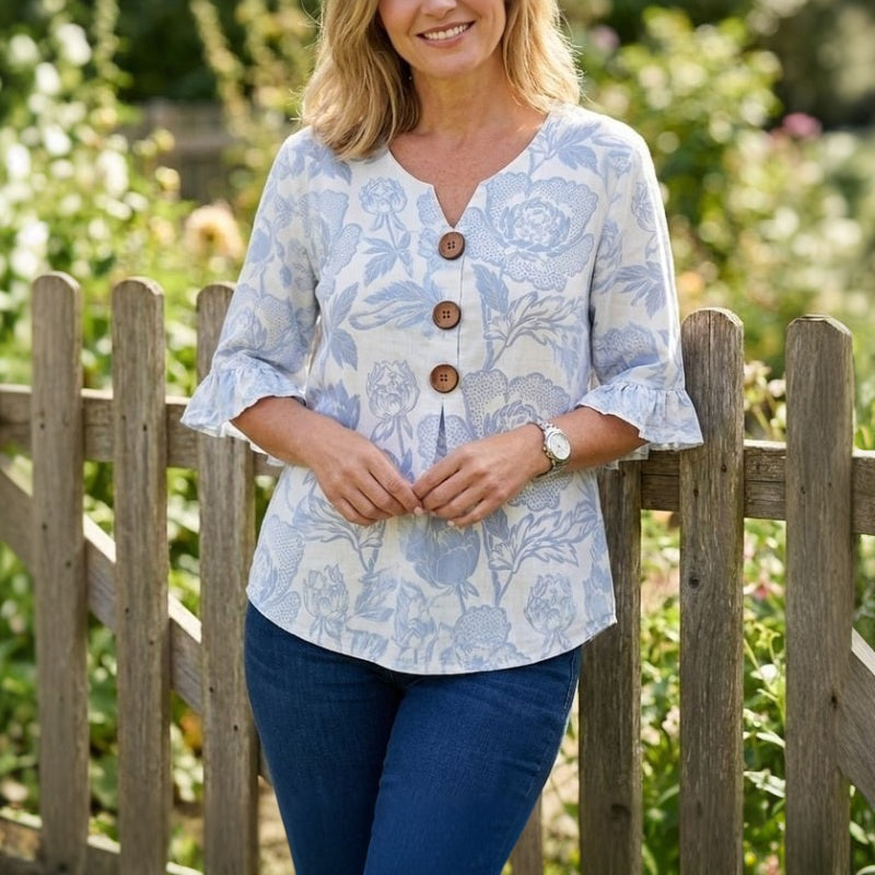 Blusa vintage con estampado floral