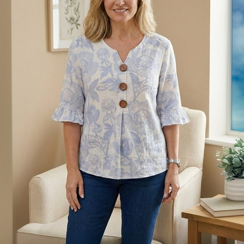 Blusa vintage con estampado floral