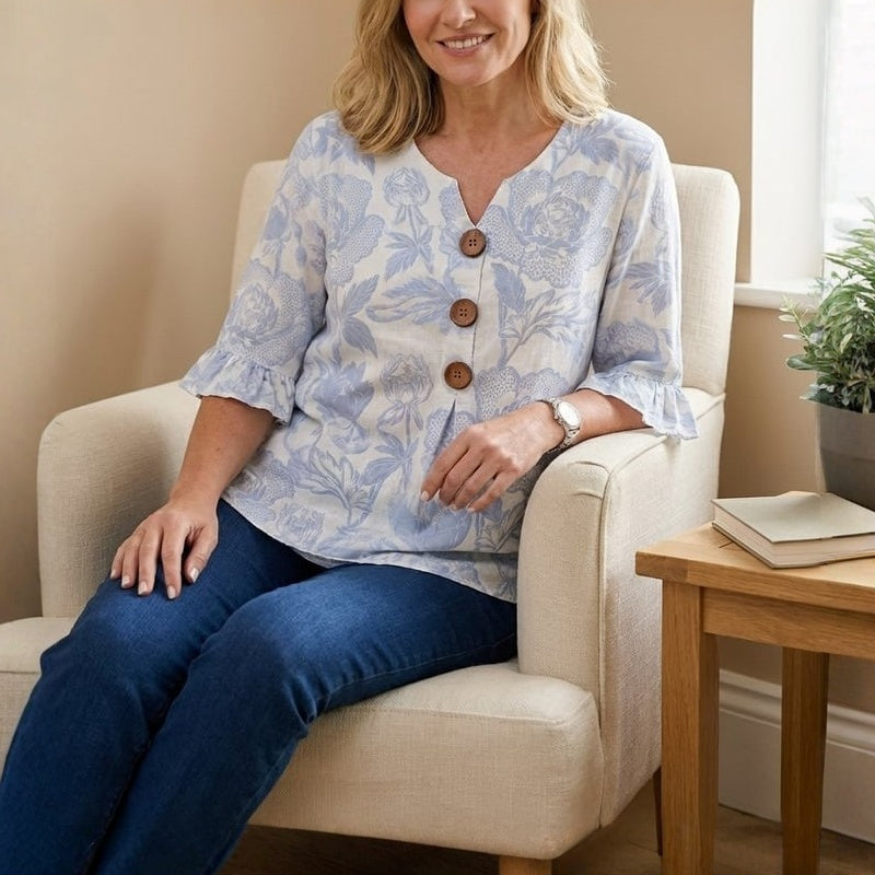 Blusa vintage con estampado floral