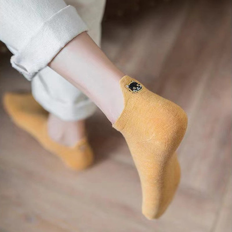 Calcetines informales con bordado de gatos