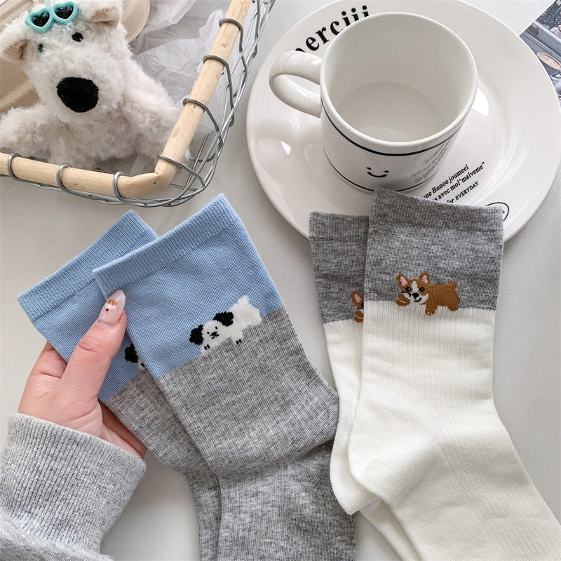 Calcetines informales con estampado de cachorros