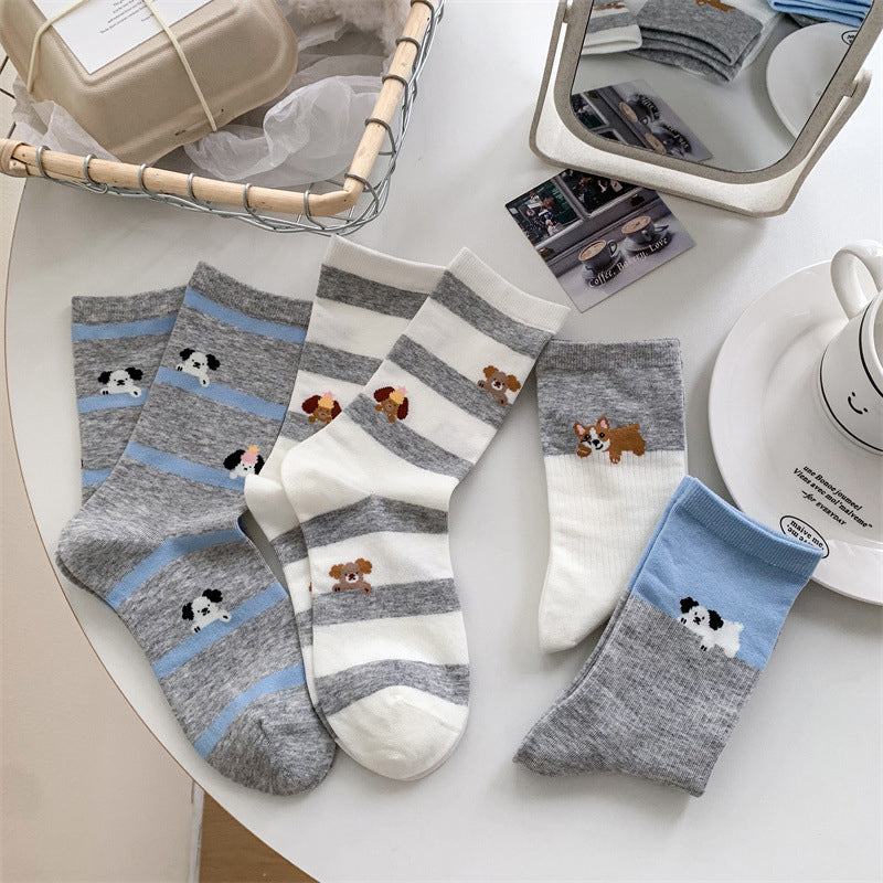 Calcetines informales con estampado de cachorros